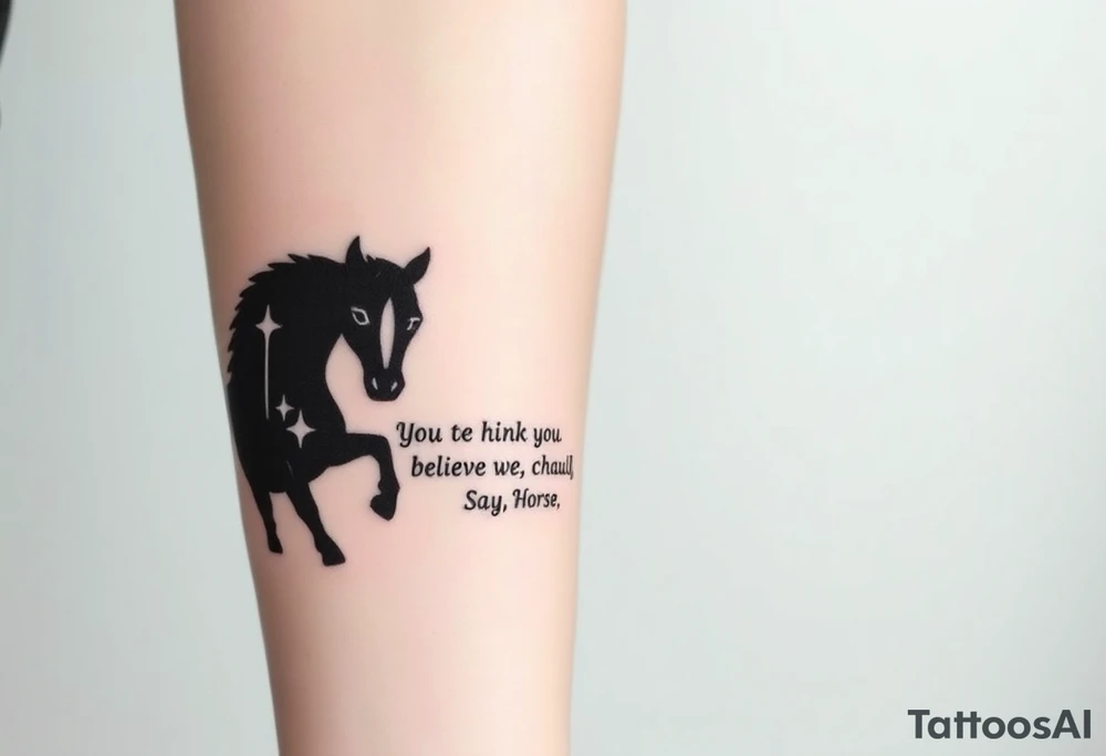 Tattoo based on the book the boy, the fox, the mole and the horse that says “sometimes i think you believe in more than I do said the boy.  You’ll catch up says the horse” tattoo idea