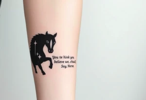Tattoo based on the book the boy, the fox, the mole and the horse that says “sometimes i think you believe in more than I do said the boy.  You’ll catch up says the horse” tattoo idea