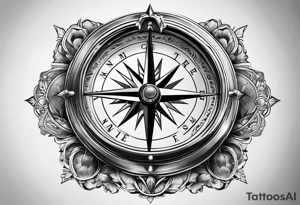 Compass broken into a watch tattoo idea