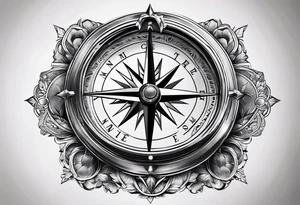 Compass broken into a watch tattoo idea
