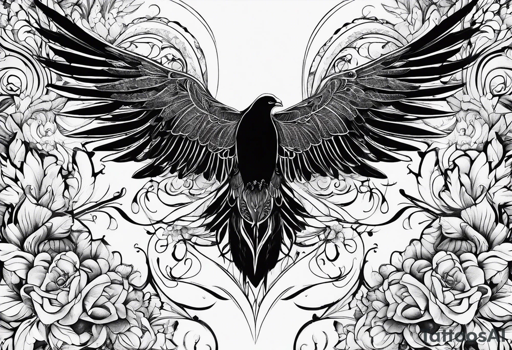 cursive writing "one day i am going to grow wings" with wings on either side tattoo idea