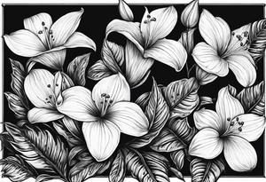 three trilliums, sword fern, name, tattoo idea