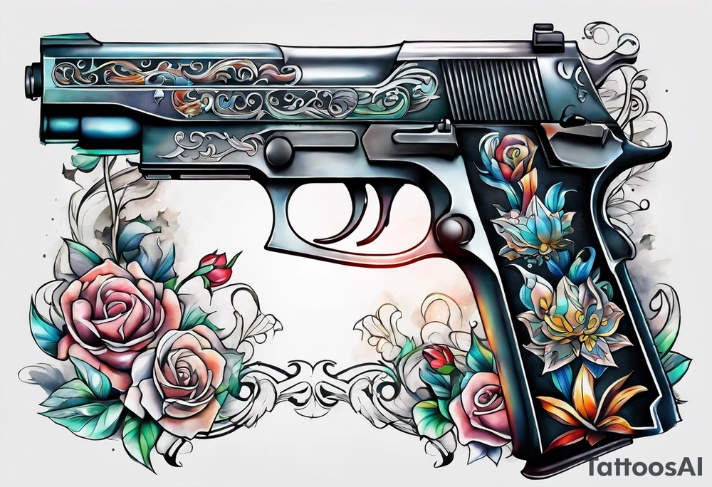 The letters AR with a pistol on each side tattoo idea