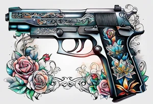 The letters AR with a pistol on each side tattoo idea