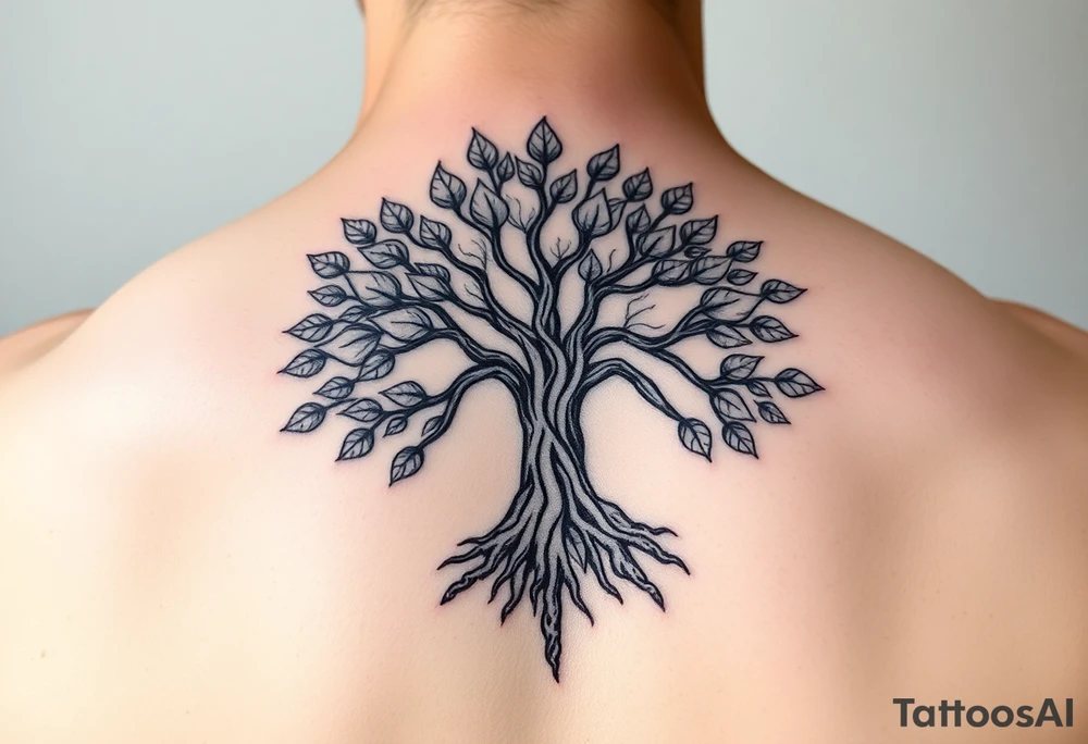 Tree of life some leaves with expansive roots 
Vintage looking Celtic feel tattoo idea