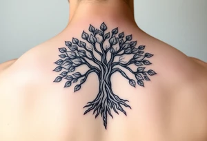 Tree of life some leaves with expansive roots 
Vintage looking Celtic feel tattoo idea