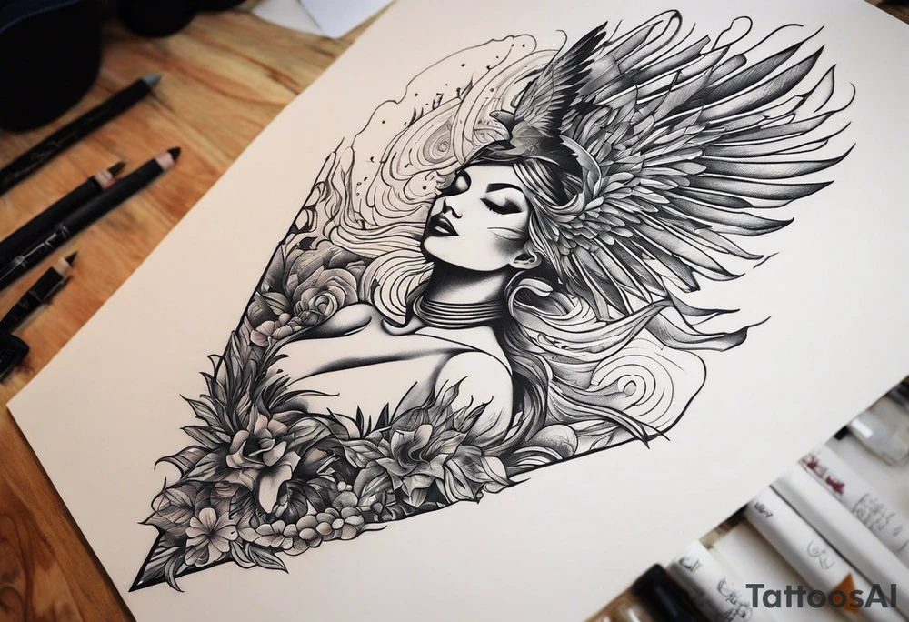 Landscape front upper neck tattoo that's appear to be ejecting from the skin, symbolizing the freedom from censorship. tattoo idea