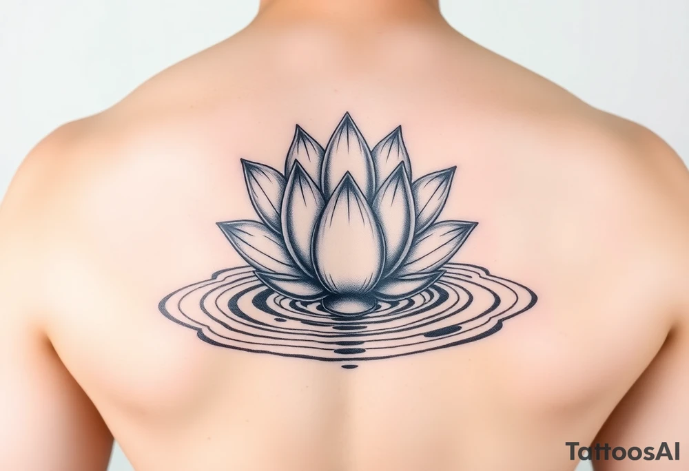 serene lotus flower emerging from sacred waters with ripples tattoo idea
