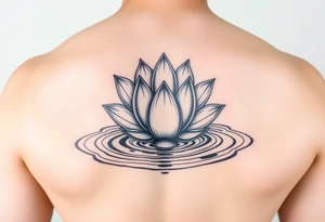 serene lotus flower emerging from sacred waters with ripples tattoo idea