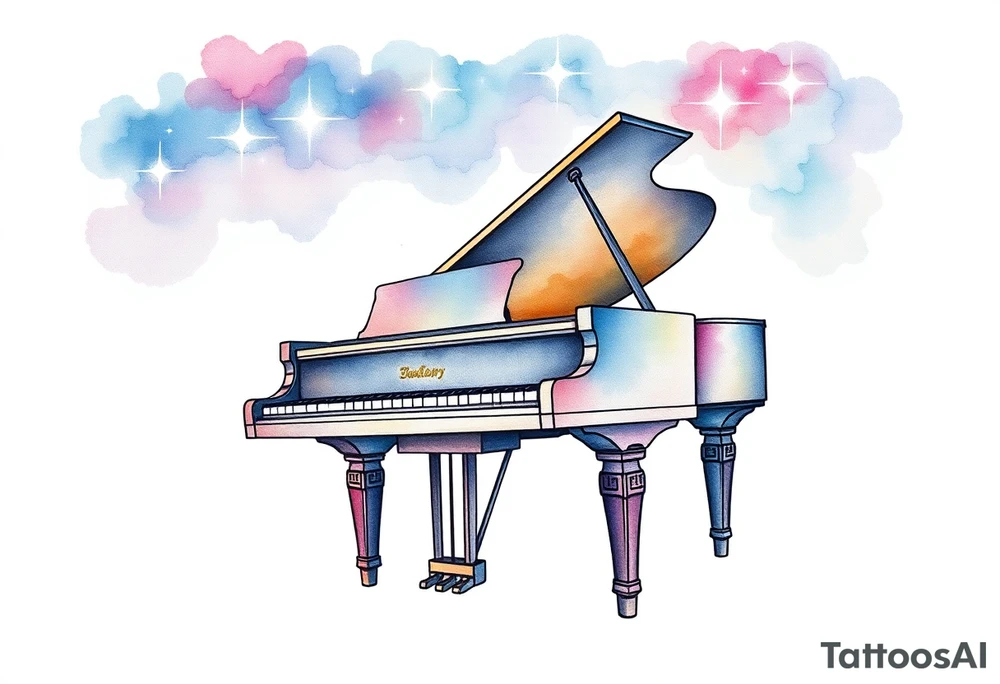 a grand piano under the stars tattoo idea