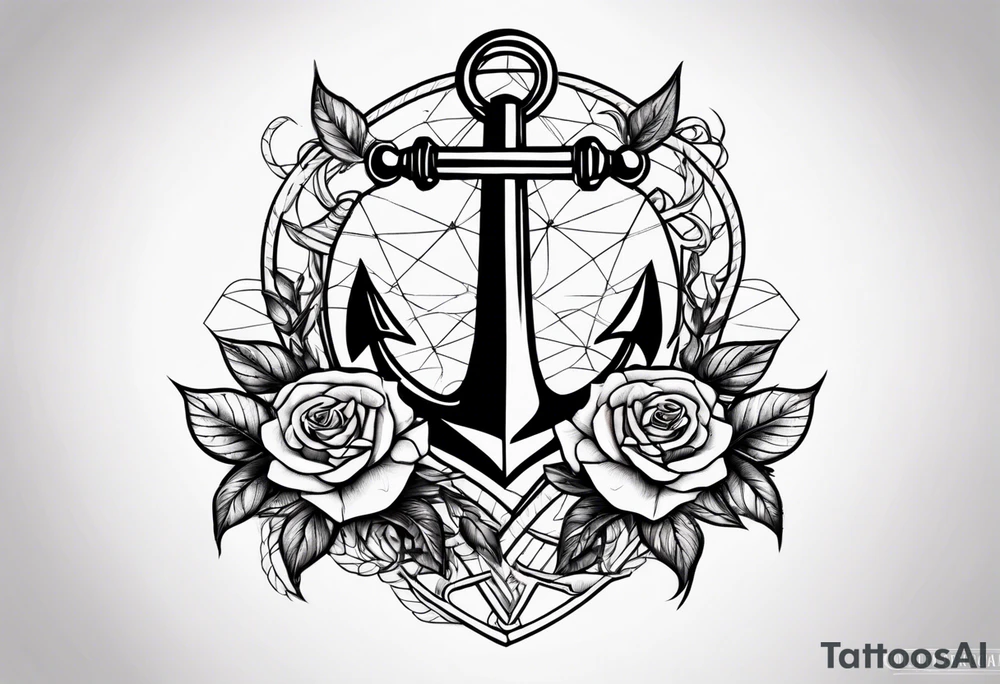Anchor entwined with roses and thorns tattoo idea