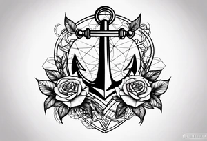 Anchor entwined with roses and thorns tattoo idea