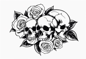 I want free skulls on top of each other melting into each other in the background being roses tattoo idea