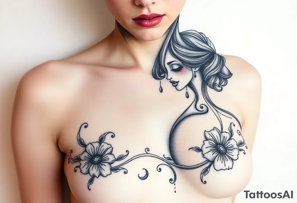 Naked Zombie pinup girl tattoo idea