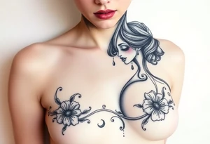 Naked Zombie pinup girl tattoo idea