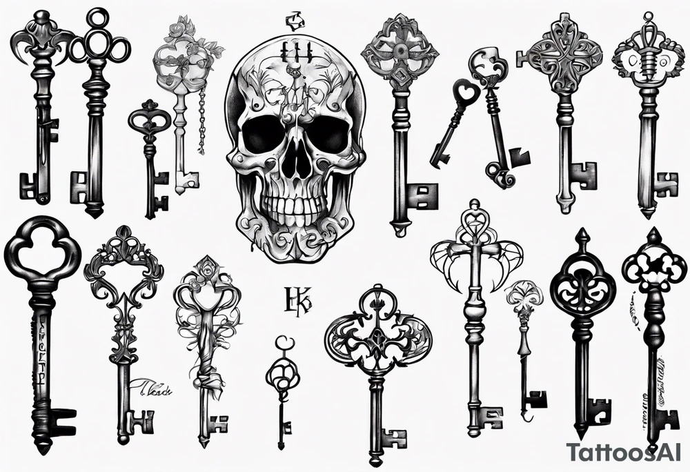 Skeleton key name tattoo idea