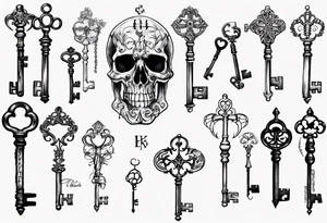 Skeleton key name tattoo idea