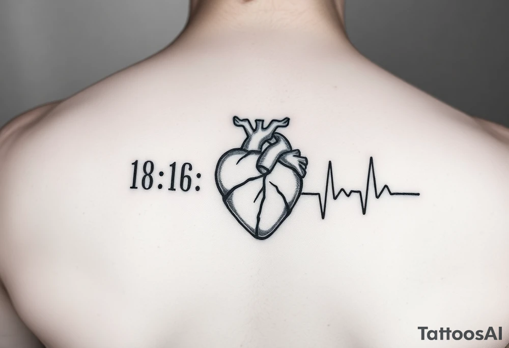 Date of birth and date of death with last heart beat tattoo idea