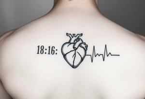 Date of birth and date of death with last heart beat tattoo idea