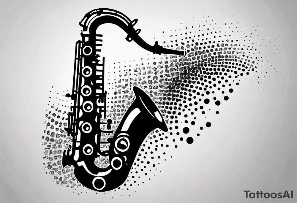 saxophone music notes cassette tattoo idea