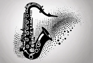 saxophone music notes cassette tattoo idea
