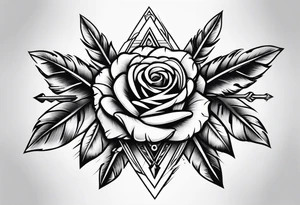 five Indian arrows going through a single rose tattoo idea