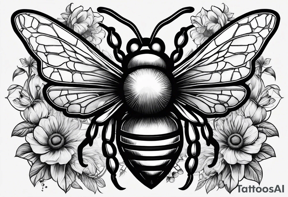 A bee symbolizing facing fears and best friendship with the letter b next to it tattoo idea