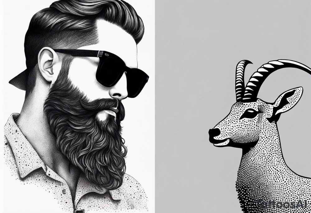capricorn with beard and sunglasses tattoo idea
