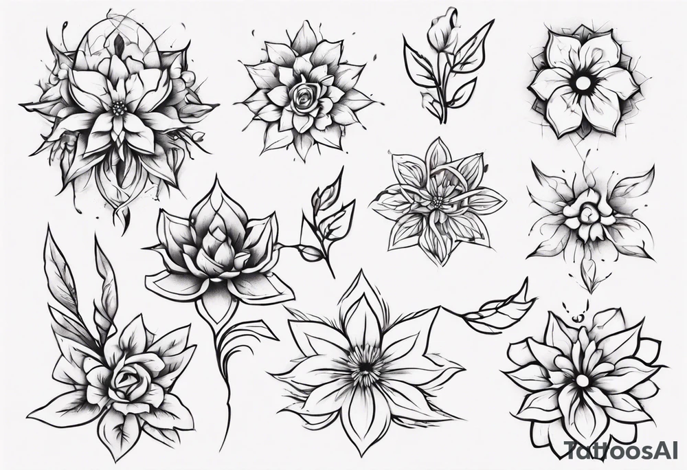 Minimalist Ornemental flower tattoo idea