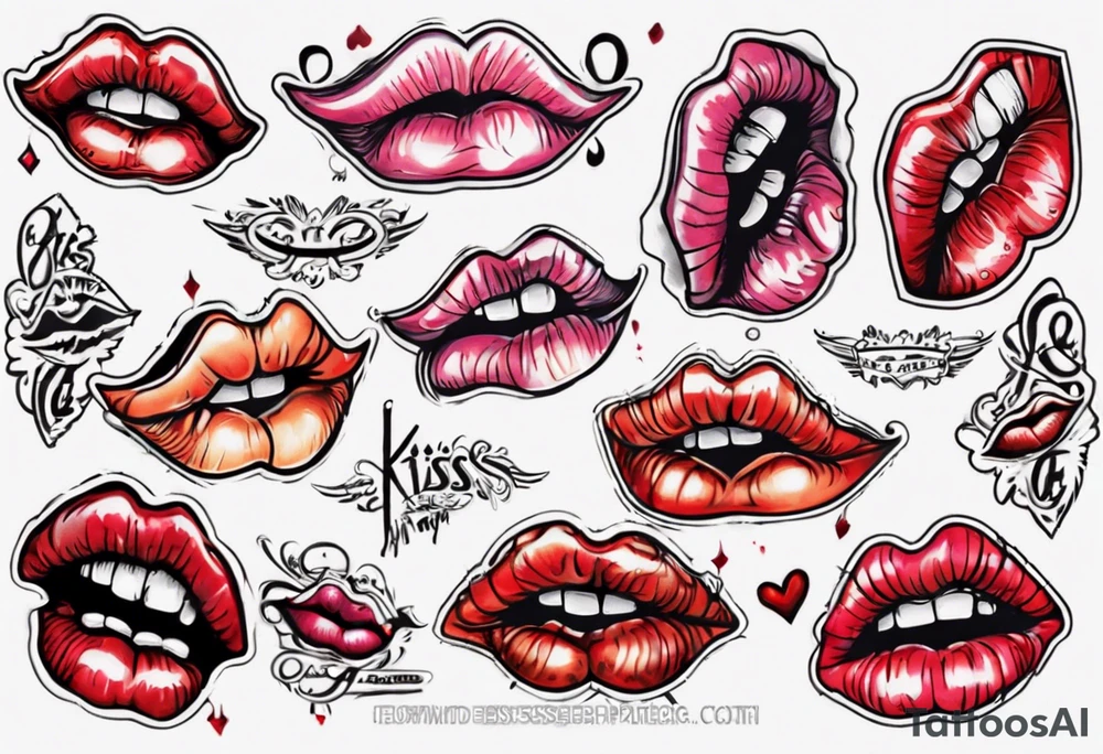 A lip print with the inscription "Kiss my a$$" tattoo idea