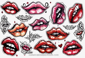 A lip print with the inscription "Kiss my a$$" tattoo idea