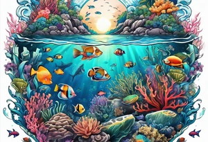 Ocean reef life tattoo idea