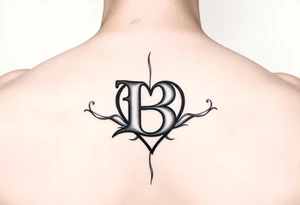 Letter B with a heart on hand tattoo idea