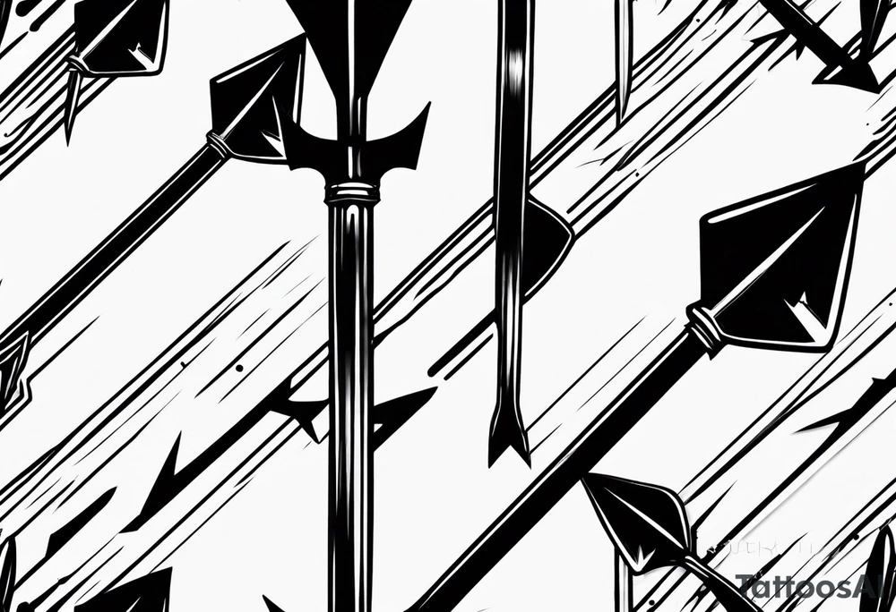 an arrow with only one drip of blood on the tip of it simple line art tattoo idea