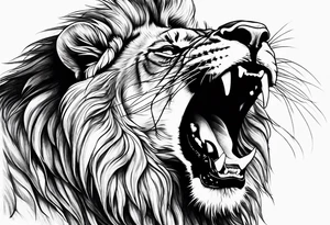 lion close up screaming tattoo idea
