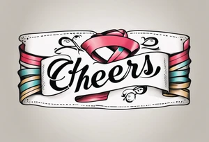 Cheers Mate text, armband +Cancer Ribbon tattoo idea