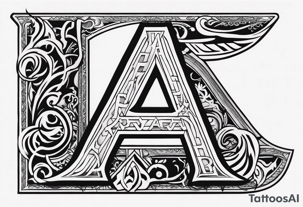 the letters A R in the middle of a ninja headband tattoo idea