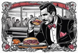 Don Draper eating a ham sandwich at a basketball game tattoo idea