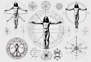 Leonardo da Vinci, Vitruvian man with emphasis on geometry tattoo idea