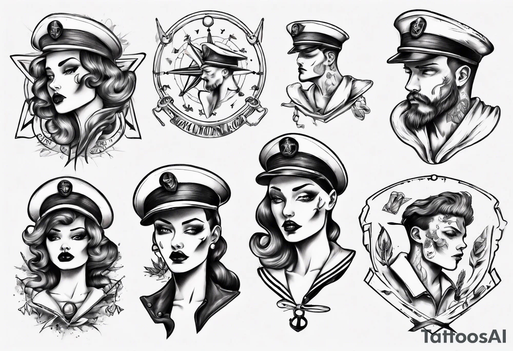 Sailor mannequin sketch tattoo idea