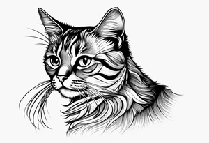right side profile of a cat face tattoo idea