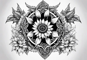 Sunflower dragon triquetra seven tattoo idea
