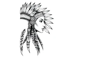 Female Native American side pose tattoo idea