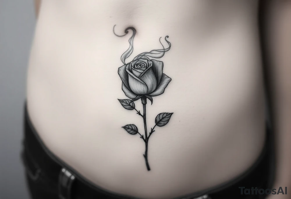 Fading Rose with Smoke”
A rose starting at your rib cage, its petals wilting and fading as it moves down toward your thigh. The rose could be entwined with soft, swirling smoke that wraps around the stem and petals. This design could symbolize love or beauty lost over time, but still existing in the hazy, introspective memories. The smoke adds a calming, reflective quality without being too cold. tattoo idea