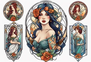 Art nouveau woman tattoo idea