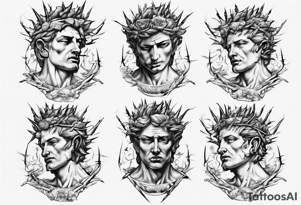 Bust of David with thorns tattoo idea