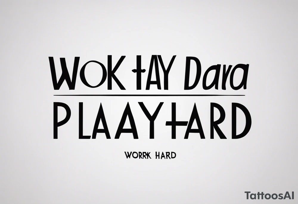 I want a tattoo containing the following two words "work hard" and "play hard". tattoo idea