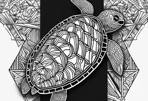 Butt and leg male sleeve turtle geometric tattoo idea