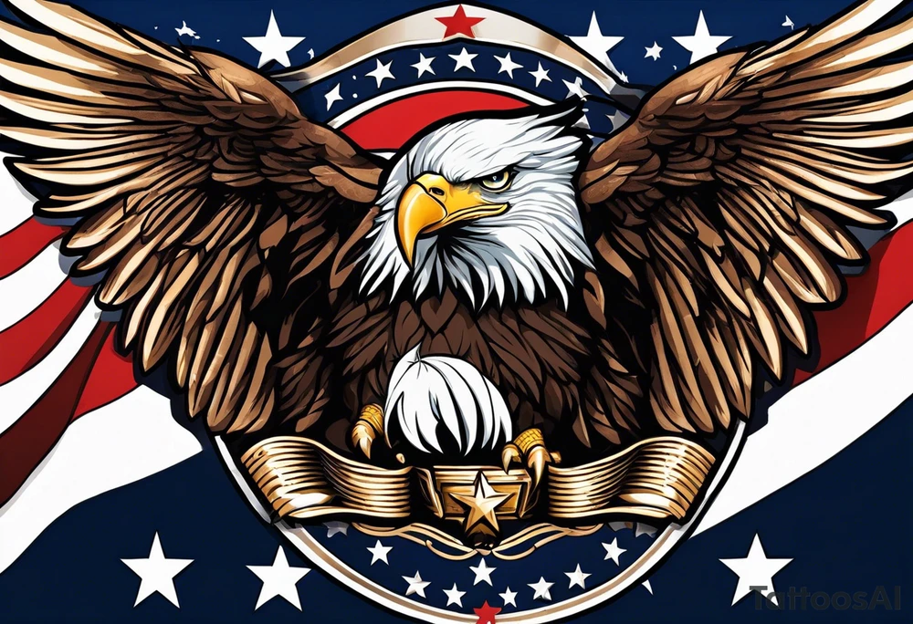 Patriot Eaglehead flag banner tattoo idea