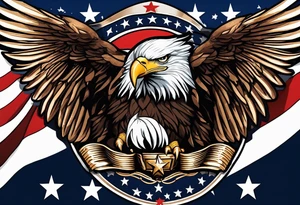 Patriot Eaglehead flag banner tattoo idea
